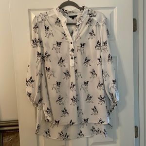 John Mark French Bulldog Button Down Size M. One spot at collar and one on front